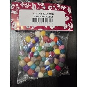 Darn Good Yarn Feltball Coasters‎ 3 sets of 2. NEW in package.
